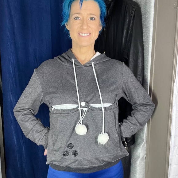 •🐶🐱🐰NWOT |•Adorable Small Pet Pocket Ears Paws Hoodie/Sweatshirt Large🐶🐱🐰 - Picture 5 of 13